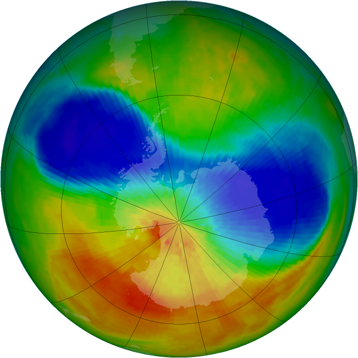 Antarctic ozone map for 24 September 2002
